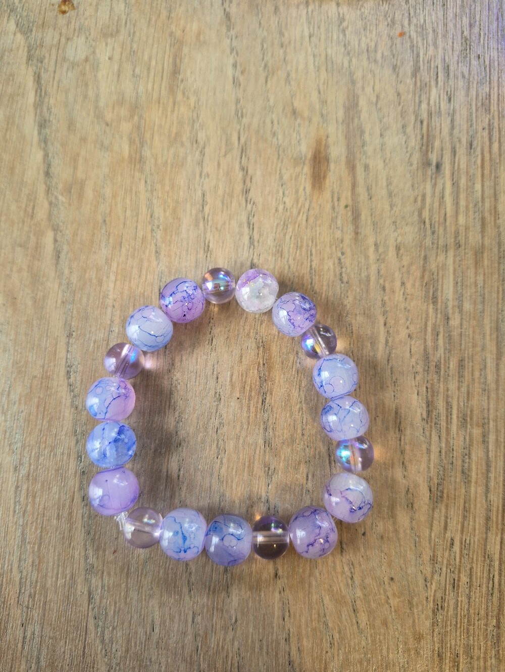 Purple & Blue Iridescent Ombre Beaded Stretch Bracelet - Women Jewelry
